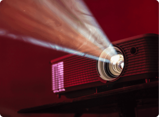 Movie projector in dark room