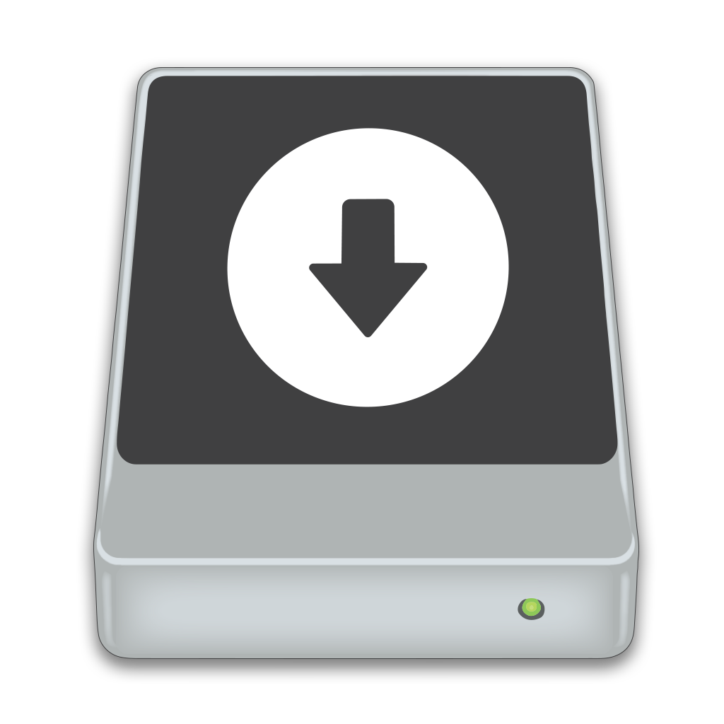 External USB hard drive icon with a download arrow